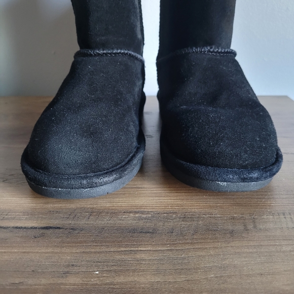 Bearpaw Black Suede Faux Fur Lined Above Ankle Warm Boots Sz 6 - Picture 5 of 14